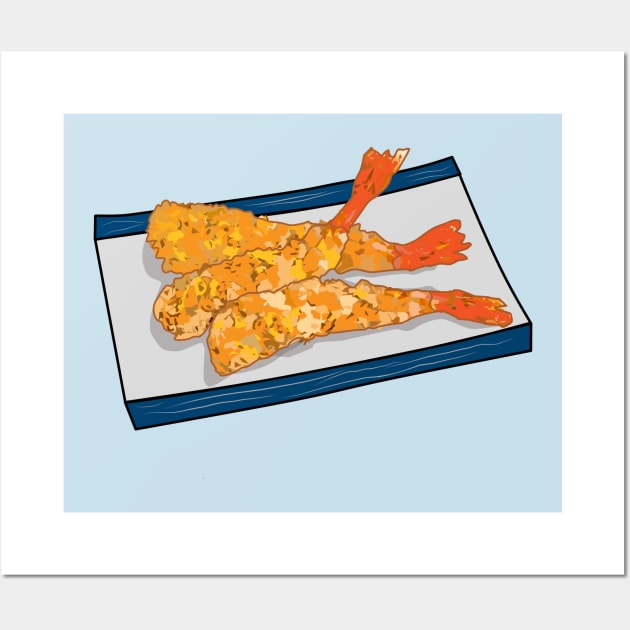 Shrimp tempura cartoon illustration Wall Art by Miss Cartoon